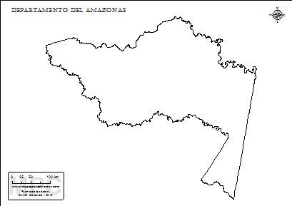 Mapa contorno del departamento del Amazonas.