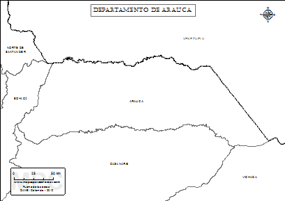 Mapa del departamento de Arauca para colorear.