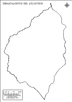 Mapa contorno del departamento del Atlántico.