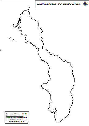 Mapa contorno del departamento de Bolívar.