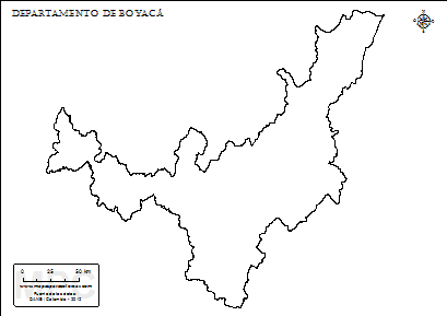 Mapa contorno del departamento de Boyacá.