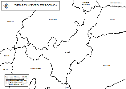 Mapa del departamento de Boyacá para colorear.