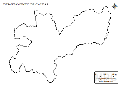Mapa contorno del departamento de Caldas.
