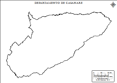Mapa contorno del departamento de Casanare.