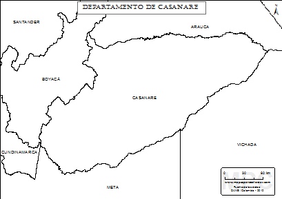 Mapa del departamento de Casanare para colorear.