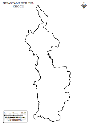 Mapa contorno del departamento del Chocó.