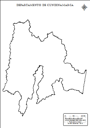 Mapa contorno del departamento de Cundinamarca.