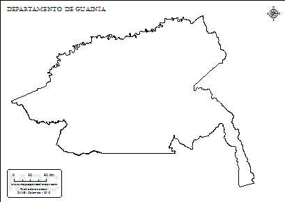 Mapa contorno del departamento de Guainía.