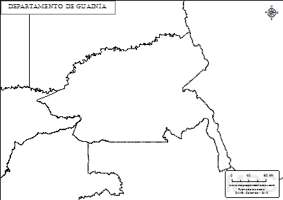 Mapa mudo del departamento de Guainía para completar y colorear.