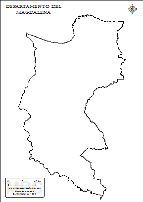 Mapa contorno del departamento del Magdalena.