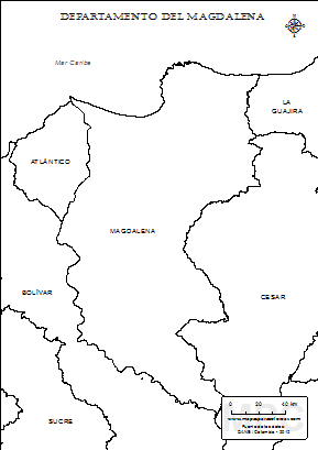 Mapa del departamento del Magdalena para colorear.