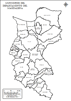 Mapa departamento del Magdalena y sus municipios para colorear.