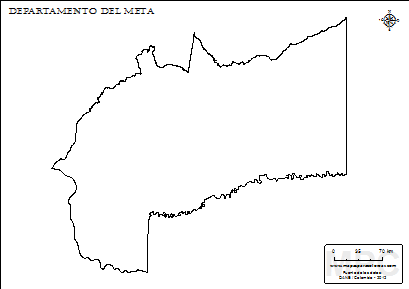 Mapa contorno del departamento del Meta.