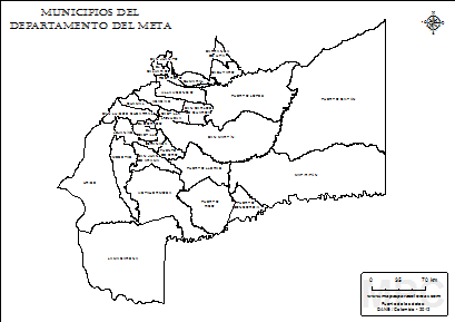 Mapa departamento del Meta y sus municipios para colorear.