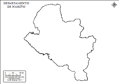 Mapa contorno del departamento de Nariño.