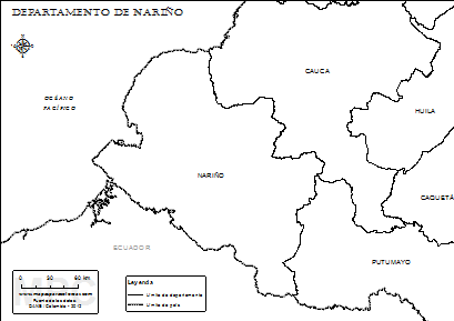 Mapa del departamento de Nariño para colorear.