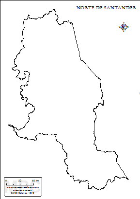 Mapa contorno del departamento de Norte de Santander.