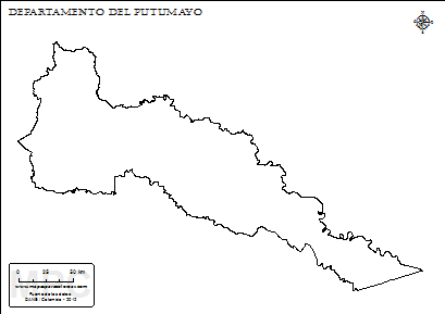 Mapa contorno del departamento del Putumayo.
