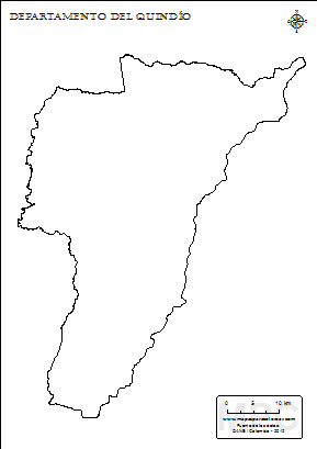 Mapa contorno del departamento del Quindío.