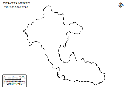 Mapa contorno del departamento de Risaralda.