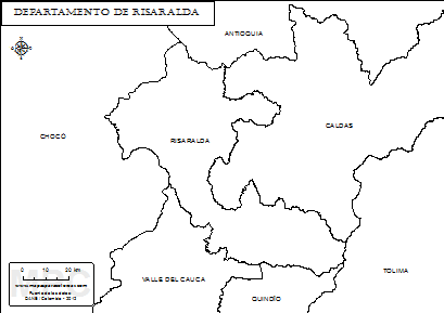 Mapa del departamento de Risaralda para colorear.
