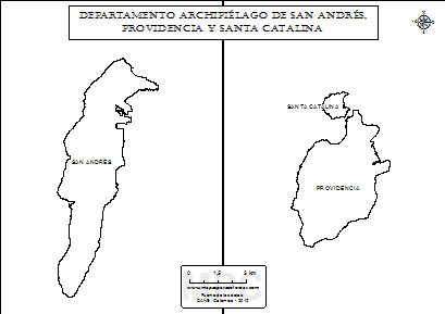 Mapa del departamento de San Andrés y Providencia para colorear.
