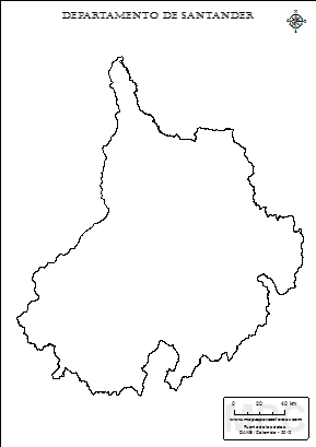 Mapa contorno del departamento de Santander.