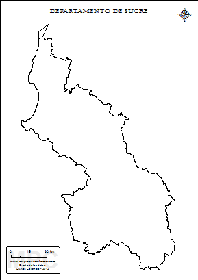 Mapa contorno del departamento de Sucre.