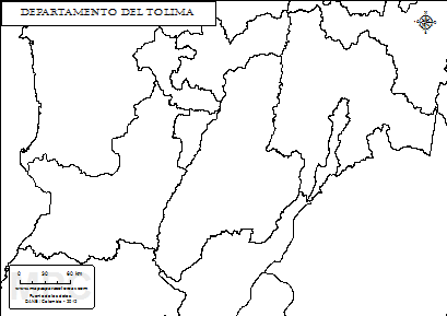 Mapa del departamento del Tolima para colorear.