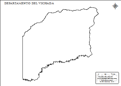 Mapa contorno del departamento del Vichada.