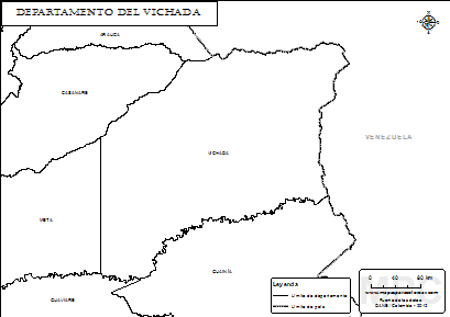 Mapa del departamento del Vichada para colorear.
