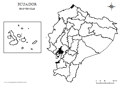 Mapa del Ecuador por provincias para colorear.