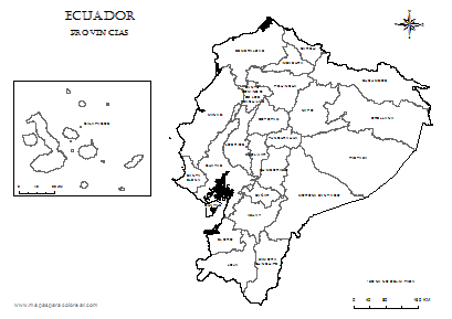 Mapa de provincias del Ecuador para colorear.