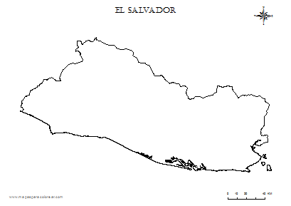 Contorno del mapa de El Salvador para colorear.