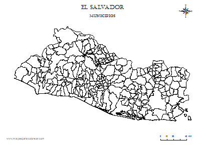 Mapa de El Salvador por provincias para colorear.