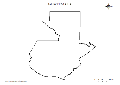 Contorno del mapa de Guatemala para colorear.