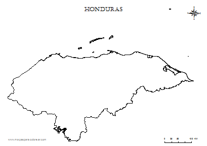 Contorno del mapa de Honduras para colorear.