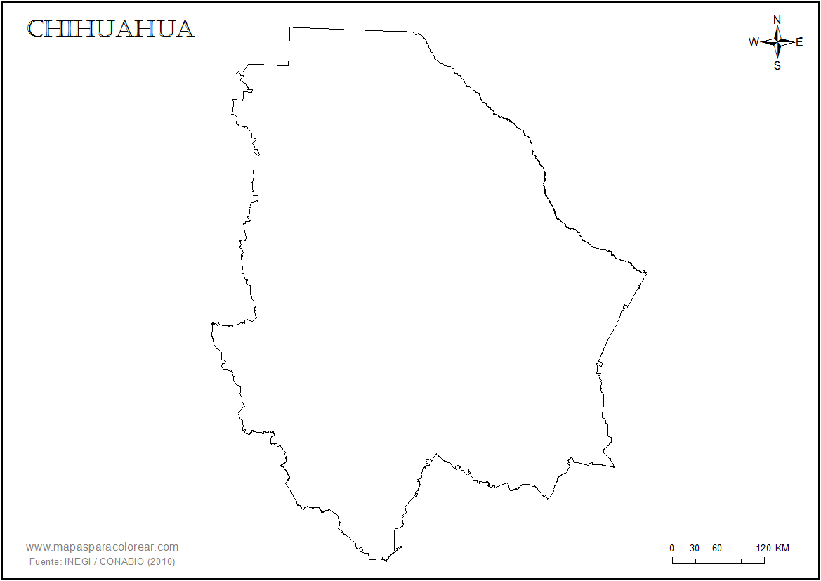 Mapas de Chihuahua para colorear