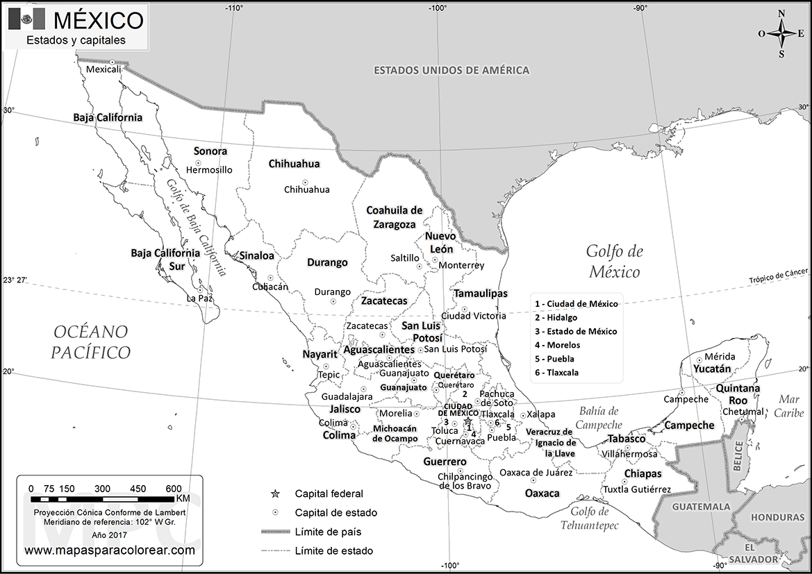 25 Imagenes Mapa De Mexico Y Sus Estados Con Nombres Images