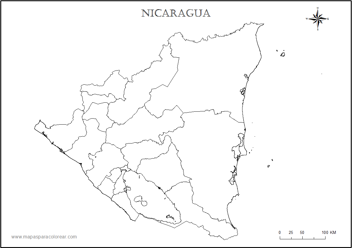 Mapas de Nicaragua para colorear