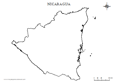 Contorno del mapa de Nicaragua para colorear.
