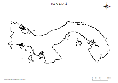 Contorno del mapa de Panamá para colorear.
