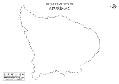 Mapa del contorno del departamento de Apurímac para pintar.