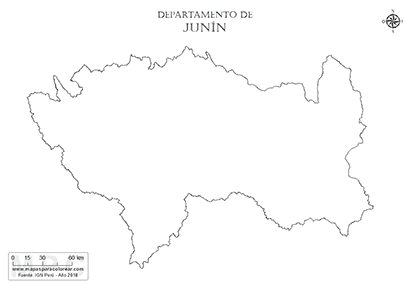 Mapa del contorno del departamento de Junín para pintar.