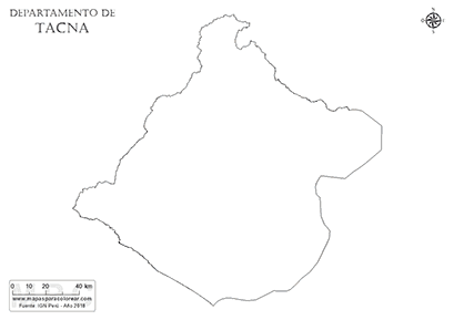 Mapa del contorno del departamento de Tacna para pintar.