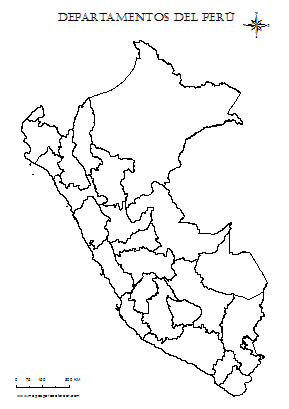 Mapa del Perú por departamentos para colorear.