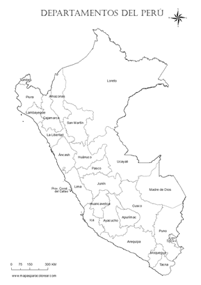 Mapa de departamentos del Perú para colorear.