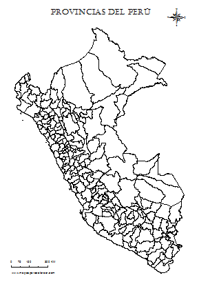 Mapa del Perú por provincias para colorear.