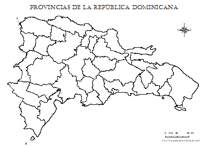 Mapa de República Dominicana por provincias para colorear.