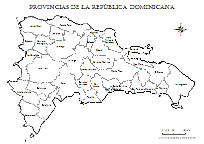 Mapa de provincias de República Dominicana para colorear.